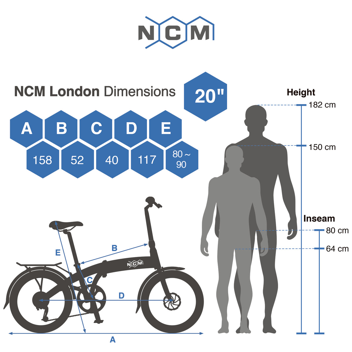 NCM London+ Folding E-Bike, 250W, 36V 19Ah 684Wh Battery