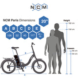 NCM Paris Folding E-Bike, 250W, 36V 15Ah 540Wh Battery