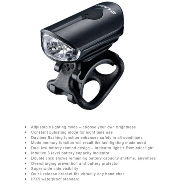 LIGHT Front 4 function , 100Lumen, "Daytime Flash" w/USB cable, compact sizing