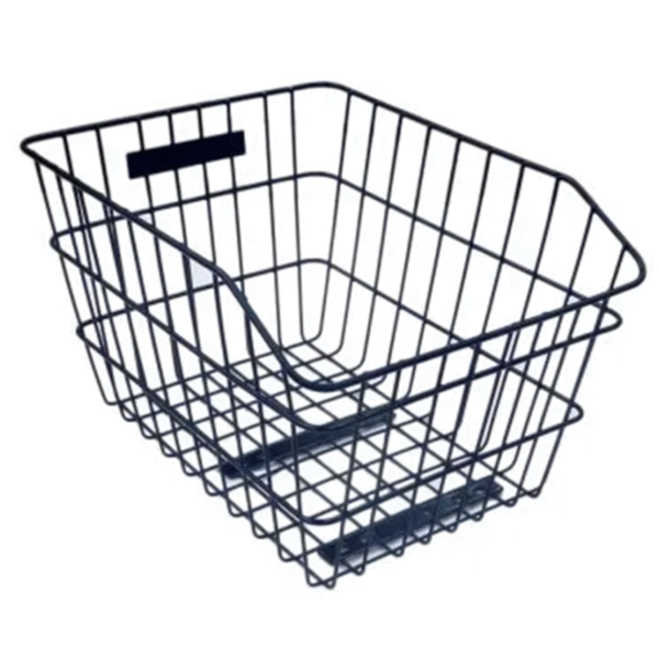BASKET - Rear, Fixed Wire, With Fittings, Black, 43cm x 33cm x 25cm