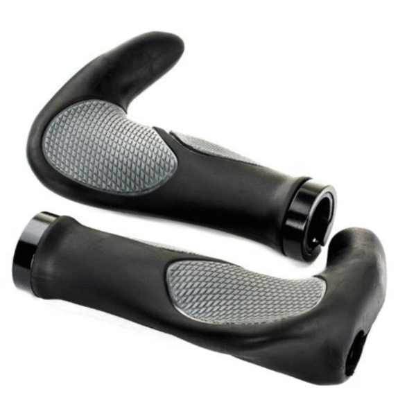 Ergonomic Lock On Grips - with Bar Ends & Locking Rings, Black/Grey