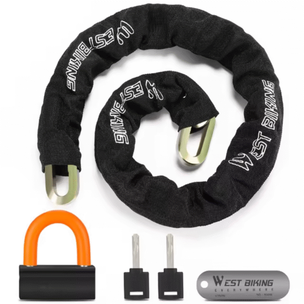 WEST BIKING Heavy Duty 4KG Bike Chain Lock with Padlock & Two Keys